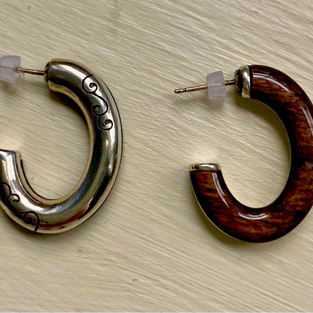 Brighton reversible earrings Brown and Silver